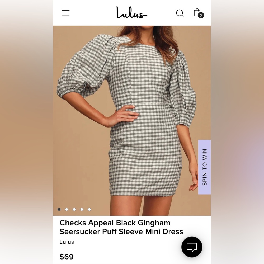 M Lulus gingham puff sleeve mini dress